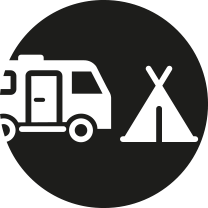 Pictogram with caravan and tent